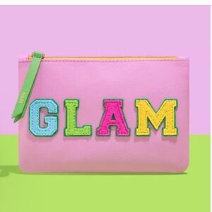 IPSY Glam Cosmetic Bag Pink & Multicolored GLAM Yellow Interior plus free gift